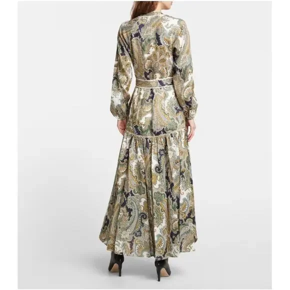 NWT $795 Veronica Beard Kadar Printed Linen Belted Maxi Dress - Picture 3 of 10